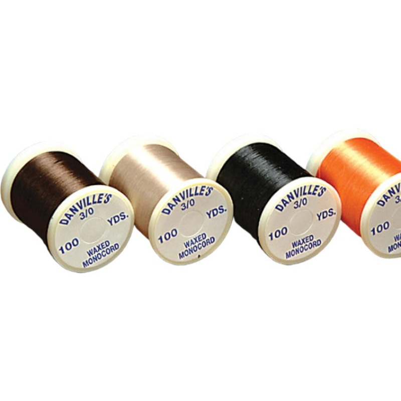 3/0 Monocord Waxed Thread|beige|tobacco brown|burnt orange|charcoal|dark brown|fl. yellow chartreuse|gray|lt. olive|red