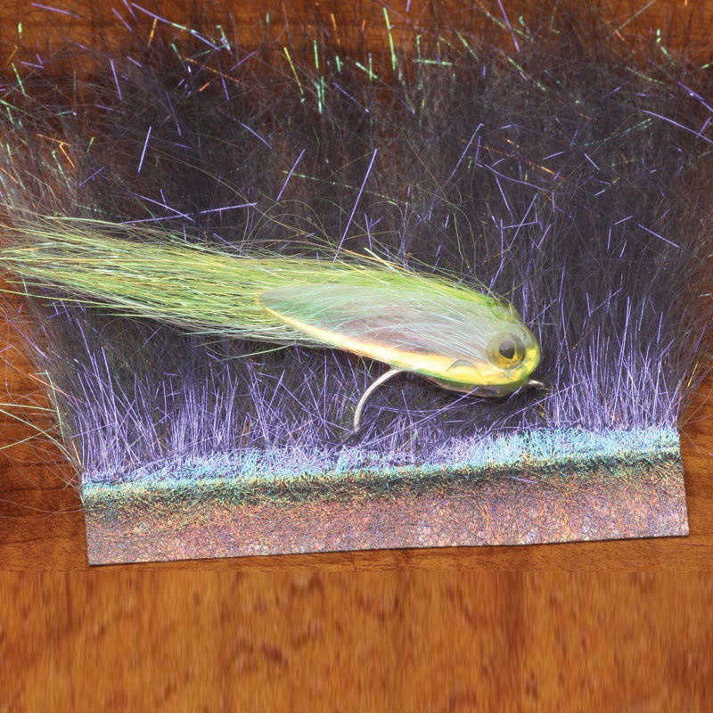 Ice Dub Shimmer Fringe|black|dark UV blue|fl. chartreuse|minnow mix pearl|peacock eye|peacock green|pearl|UV pearl|UV steelie blue|yellow