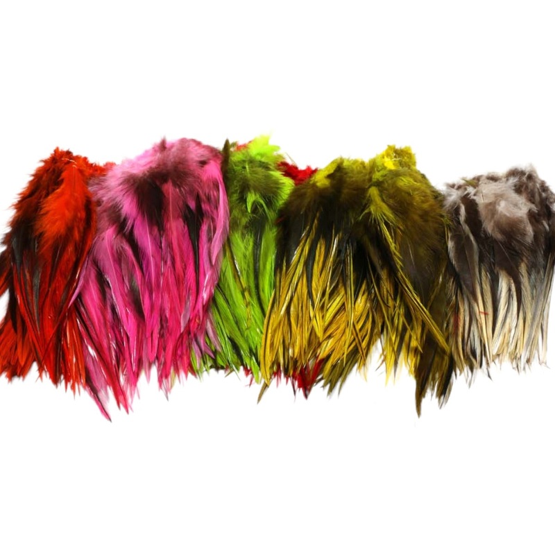 Badger Saddle Hackle 5-7|Chartreuse|Hot Orange|Hot Pink|Natural|Olive|Red|Yellow