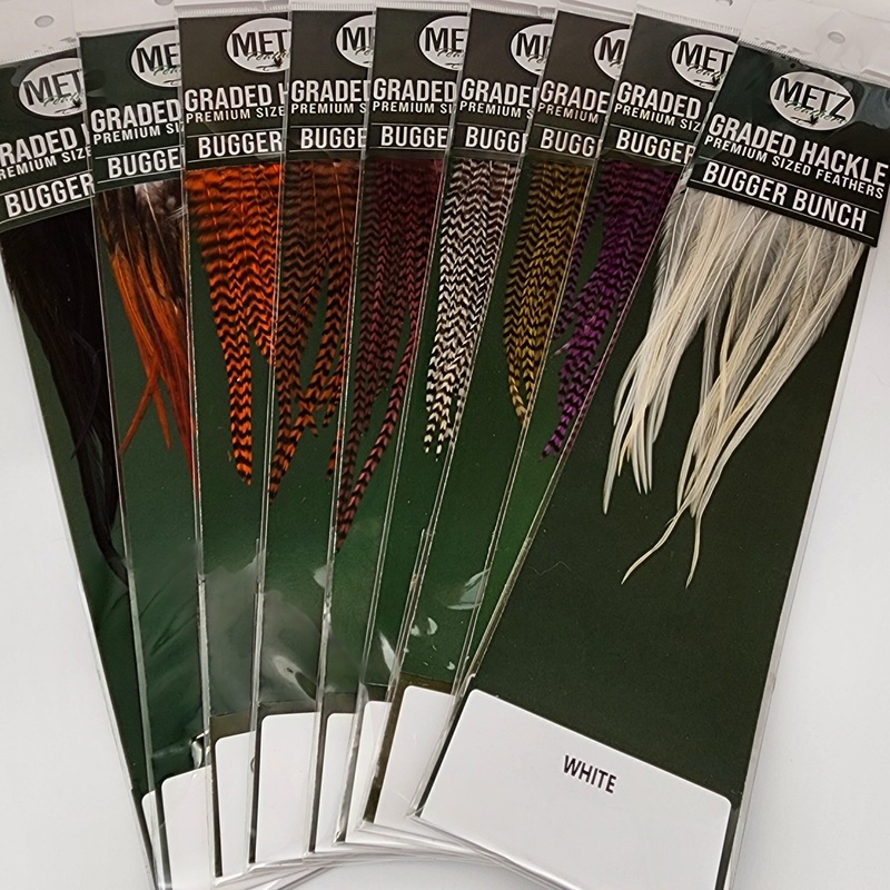 Bugger Bunch|black|brown|grizzly burnt orange|grizzly brown|grizzly claret|grizzly|grizzly olive|grizzly purple|white