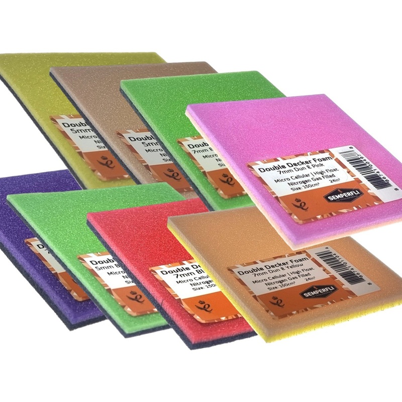 Double Decker Tyers Foam|5mm|7mm|Black & Blue|Black & Dun|Black & Orange|Black & Purple|Black & Red|Black & Rhyac Green|Black & Pink|Black & Yellow|Green & Ryhac Green|Dun & Pink|Dun & Green|Dun & Yellow