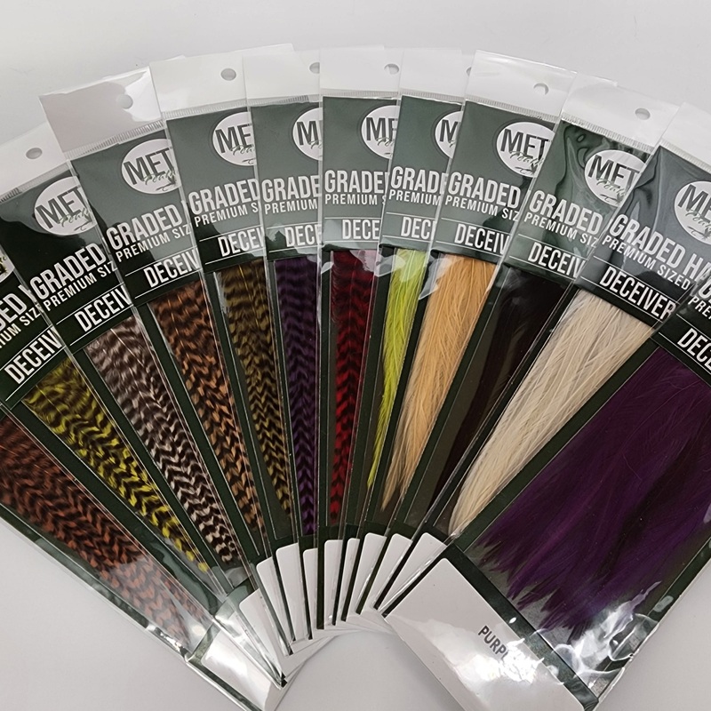 Hackle Deceiver/Streamer Pack|black|chartreuse|grizzly brown|grizzly chartreuse|grizzly|grizzly olive|grizzly purple|grizzly red|grizzly tan|purple|tan|white