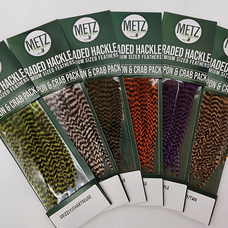 Hackle Tarpon/Crab Pack|grizzly chartreuse|grizzly|grizzly olive|grizzly orange|grizzly purple|grizzly tan