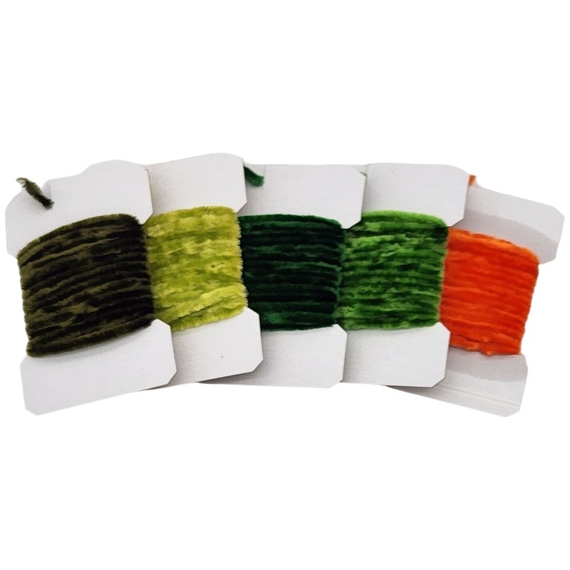 Rayon Chenille, Large|Black|Brown|Coffee|Dark Brown|Dark Olive|Light Olive|Insect Green|Kelly Green|Orange|Purple|Red|White|Worm Green|Yellow