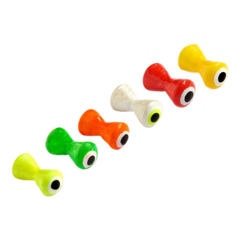 FM Tungsten Streamer Eyes|Fluorescent Chartreuse|Green|Fluorescent Orange|Pearl|Red|Hot Yellow|3.0mm Small|4.0mm Medium|5.0mm Large