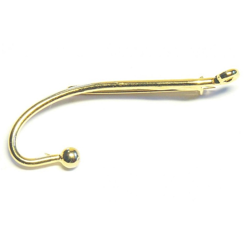 Fish Hook Gold Brooch / Hat Pin