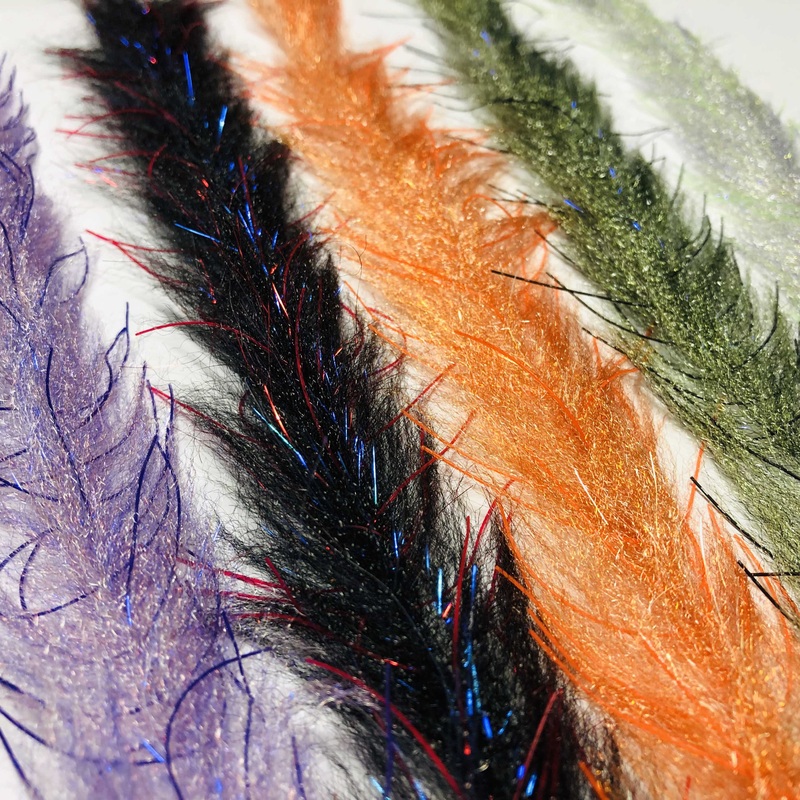 Lively Legs Streamer Brush  2|White / white|Shrimp / tan|Shrimp / fl. pink|Golden brown, brown, gold bar|Chartreuse / brown|Camo / hot orange|Bronze back, brown, gold bar|Orange / hot orange|Peacock / black|Peacock / chartreuse|Steelhead silver / black|Ol