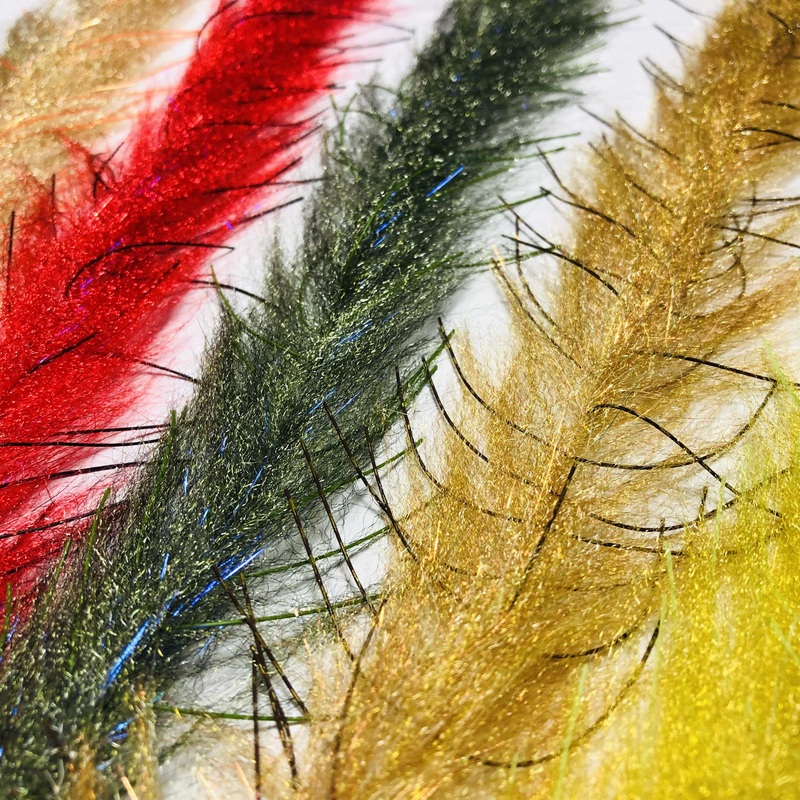 Lively Legs Streamer Brush  3|Light olive / chartreuse|Camo / brown|Peacock, black, silver bar|Peacock / olive|Olive / tan|Bleeding red / black|Bleeding purple|Black / black