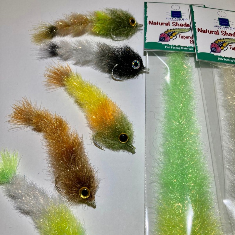 Natural Shaded Tapered Brush|Mackerel, grey, white|Black, grey, off white|Off white / white|Silver scale purple, anchovy, white|Fire tiger, camel, redfish|Brown, mullet brown, shrimp|Bronze back, brown, redfish|Olive, wild olive, yellow|UV white|Black, da