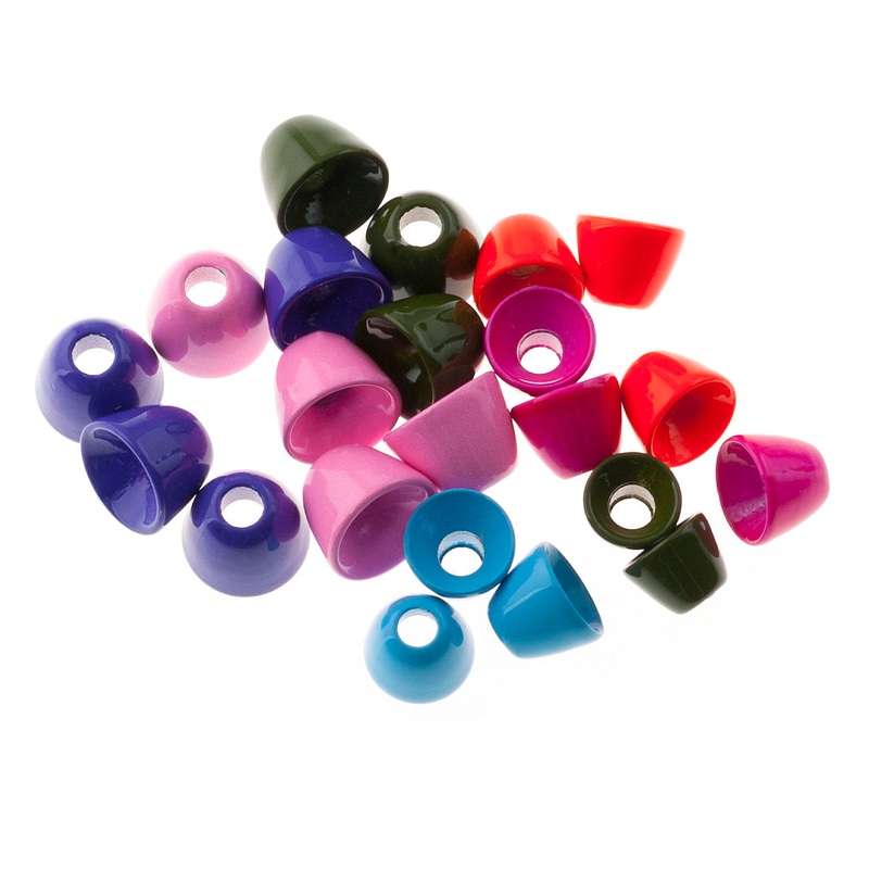 Cone Heads|4.8mm (3/16″)|5.5mm (7/32)|6.3mm (1/4)|Fl. Salmon Pink|Fl. Chartreuse|Fl. Flame|Fl. Pink|King Fisher Blue|Purple|Olive|Metallic Blue|Copper|Black Nickel|Nickel|Metallic Pink|Metallic Orange|Metallic KF Blue