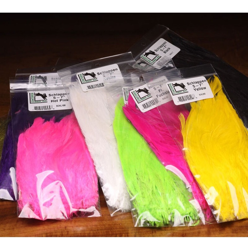 Hareline Schlappen – 5 – 7|Black|Fl. Chart|Fl. Shrimp Pink|Olive|Purple|Red|White|Hot Orange