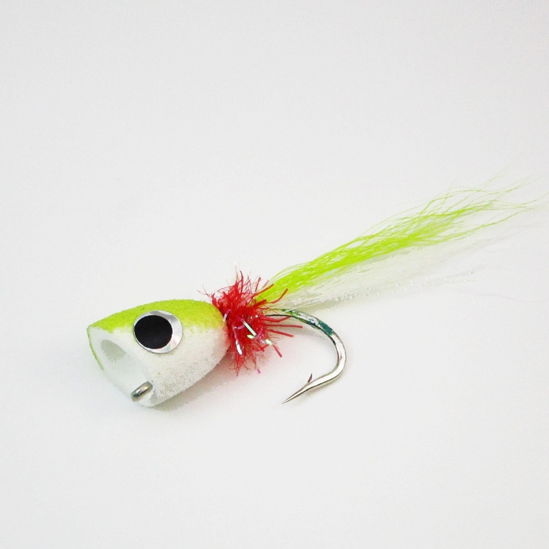 Saltwater Foam Popper 2/0|Black|Blue|Chartruese|White