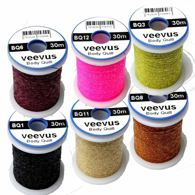 Veevus Body Quill|BQ01 – Black|BQ03 – Lt. Olive|BQ05 – Olive|BQ06 – Claret|BQ08 – Brown|BQ11 – Tan|BQ12 – Fl. Hot Pink|BQ13 – Gold Brown|BQ14 – Fl. Orange|BQ15 – Fl. Yellow|BQ16 – Fl. Chart