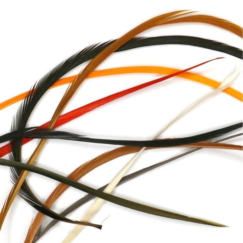 Hareline Stripped Goose Biots|Tan|Prince Nymph Brown|Amber|Combo Pack|Brown|Olive|Black|White