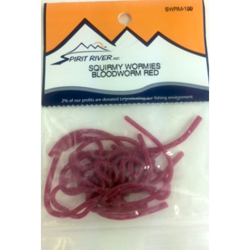 Spirit River Squirmy Wormies|San Juan Red|Bloodworm Red|Earthworm Tan|Hot Pink|Purple|Fl. Orange|Green Inchworm|San Juan Blue|Neon