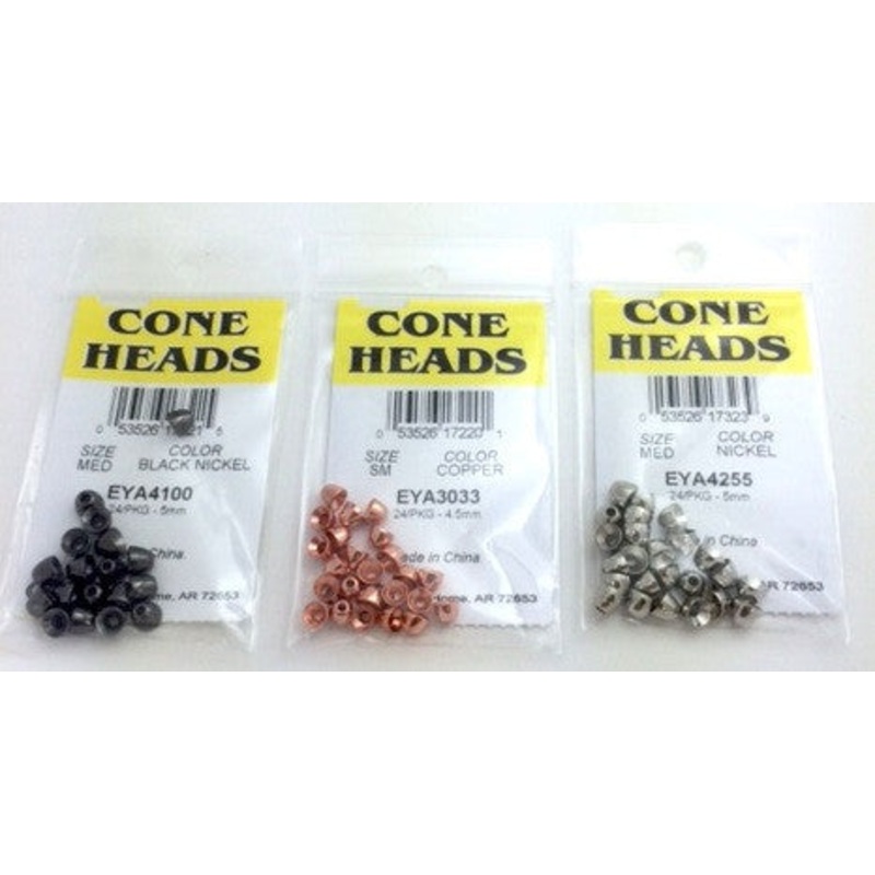 Wapsi Cone Heads 24 Pack|Copper|Nickel|Black Nickel|Gold|Small 4.5 mm|Medium 5 mm|Large 6 mm|X-Small 4 mm