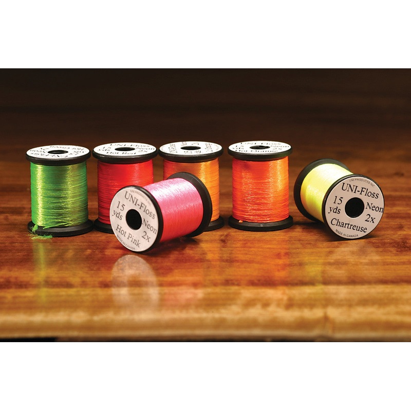 Uni Floss Neon|Hot Orange|Hot Red|Hot Pink|Hot Green|Chartreuse|Lt. Orange|Lemon|Olive Dun|Chinese Red
