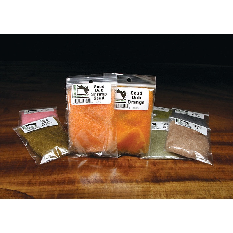 Hareline Dubbin Scud Dub|Gray |165|Gray Olive |168|Gray Tan |169|Amber |2|Light Dun |208|Olive |263|Olive Brown |265|Orange |271|Pale Olive |278|Pink |289|Shrimp Scud |341|Tan |369