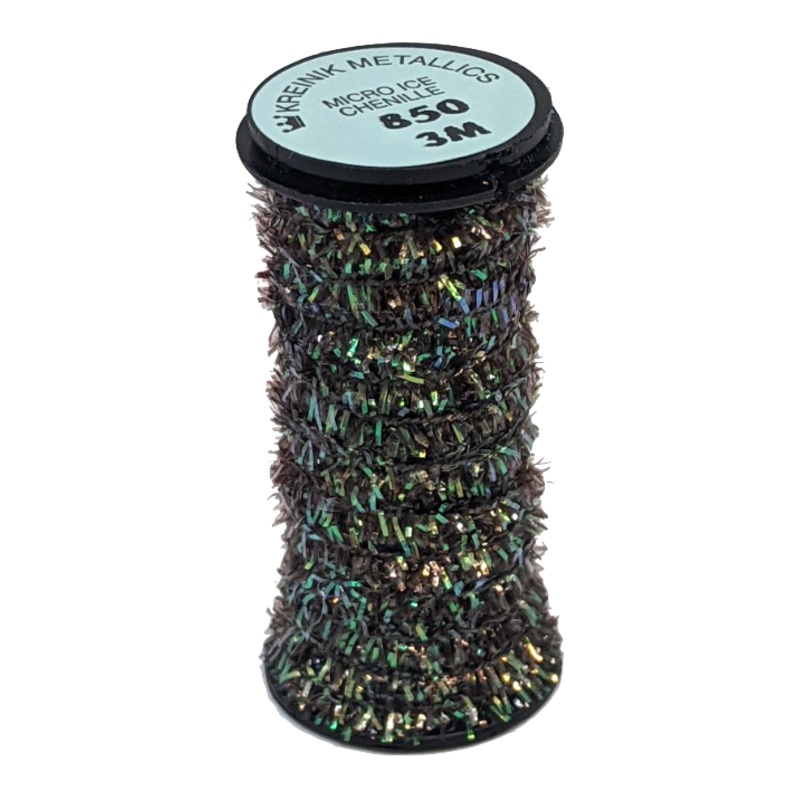 Kreinik Micro Ice Chenille|Mallard|Peacock|Opal (Pearl)|Black|Chartreuse|Emerald Green|Garnet