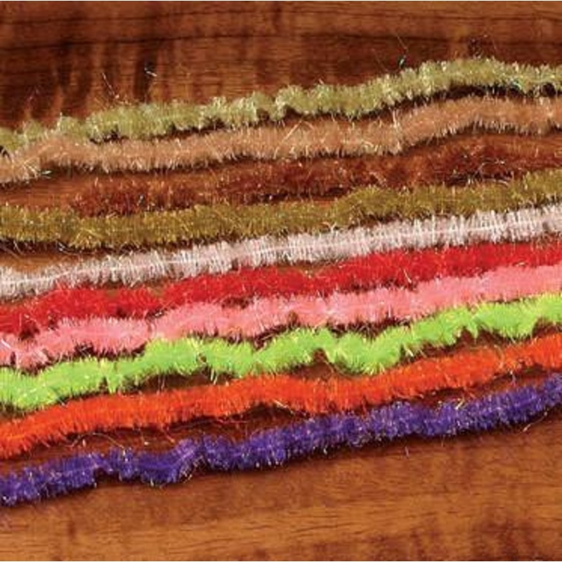 Hareline Ice Dub Chenille|Black|Pearly White|Olive|Light Olive|Orange|Peacock|Purple|Red|Shrimp Pink|Tan|Brown|Chartreuse