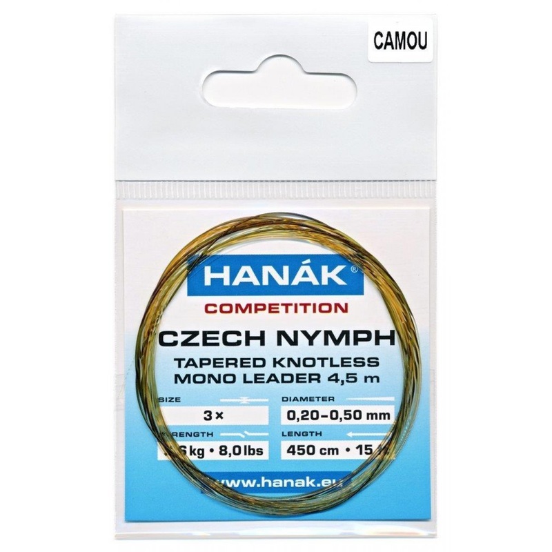 Hanak Czech Nymph Leader|Clear|Camo|BiColor|15′ 3x|30′ 1x