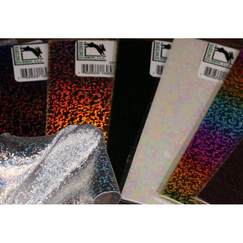Hareline Lycra Foil Stretch|Peacock Green|Rainbow Holographic|Red