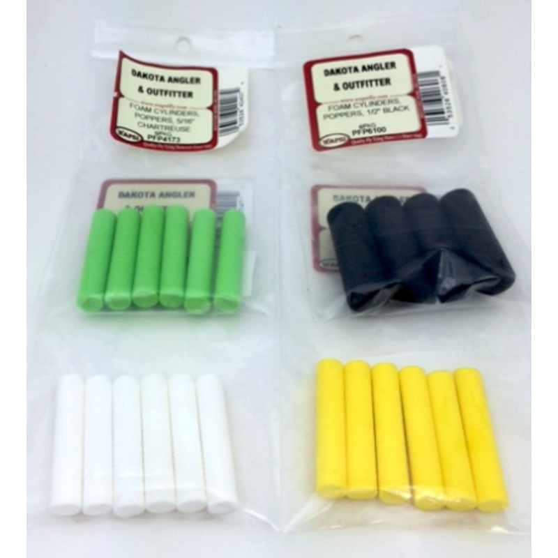 Wapsi Large Foam Cylinders|Black|Yellow|Chartreuse|White|Orange|Olive|Pink|Brown|Red|Blue|Purple|Cinnamon|Tan|1/2″ 4 per pack|3/4″ 4 per pack|1 1/4″ 3 per pack|1″ 4 per pack|3/8″|5/16″ 6 per pack|1/4″ 6 per pack|5/8″ 4 per pack