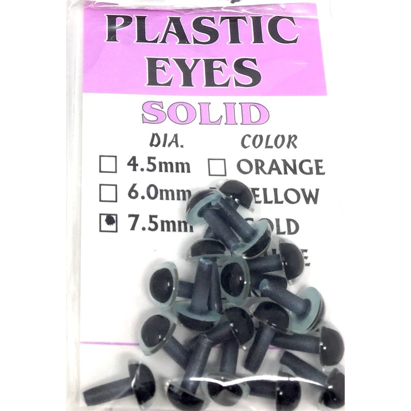 Wapsi Solid Plastic Eyes|Gold|Orange|Yellow|Pink|White|Red|Pearl|Fl. Orange|Fl. Green|Fl. Chartruese|6 mm|7.5 mm|4.5 mm