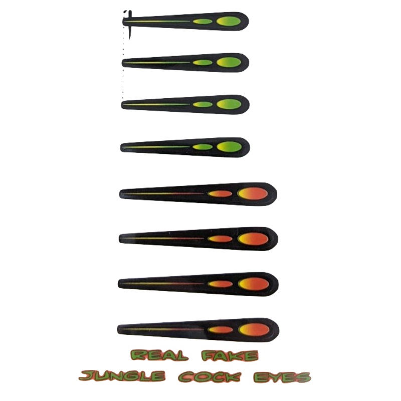 Real Fake Jungle Cock Eyes|Purple Flame / Shady Gray|Chartreuse / Sunshine Orange|Flame / Pink|Purple Blue / White|Color Assortment