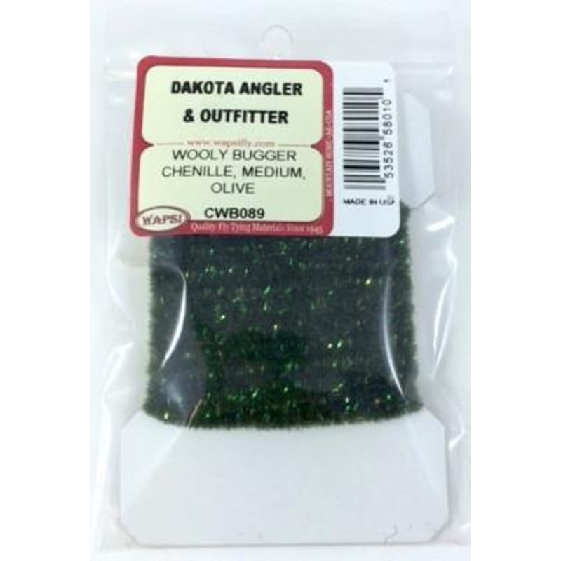 Wapsi Wooly Bugger Chenille|Fl Pink|Fl Shell Pink|Olive|Black|White|Cream|Tan|Ginger|Rusty Brown|Purple|Fl Orange|Fl Fire Orange|Fl Chartreuse|Dark Olive|Light Gray|Small|Medium