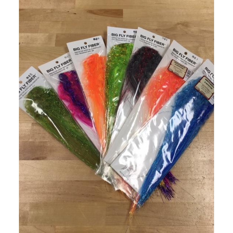 Big Fly Fiber Blend with Curl|Golden Olive|Green Hornet|Fire Tiger|Pink Purple|Arctic Blue|Black/White|Sunrise|Sunset