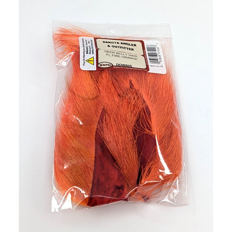 Wapsi Deer Belly Hair|Fl Fire Orange|Fl Red|Bright Blue|Shad Gray|Brown|Tan|Cream|Fl Peach|White