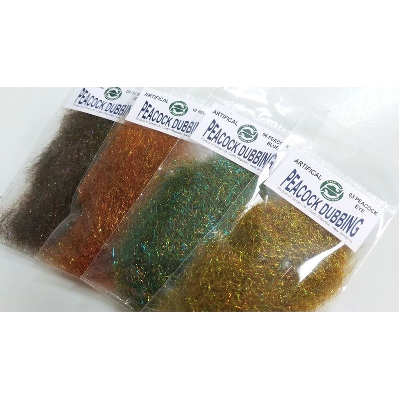 Siman Peacock Dubbing Fine|01 Green|02 Bronze|03 Eye|04 Black|05 Red|06 Blue|07 UV Green|08 UV Black|09 UV Bronze|10 Reddish
