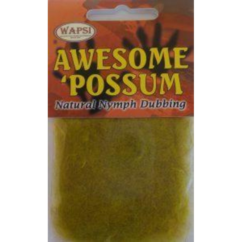 Wapsi Awesome Possum Dubbing|Creamy Yellow|Orange|Burnt Orange|Bleached Ginger|Dark Dun|Gray|Brown|Rusty Brown|Red|Light Olive|Dark Brown|Olive|Black|Golden Stone|Golden Olive|Natural White|Natural Brown|Dark Olive