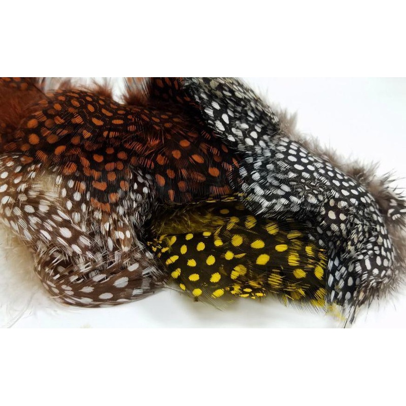Fish Hunter Large Dot Guinea|Natural White|Lemon Yellow|Yellow Olive|Galloup’s Brown Olive|Heron Gray|Burnished Golden Tan|Hot Orange|Hot Red|Maroon/Wine|Dark Turquoise/KFB|Tobacco Brown|Bonefish Tan|FL. White (UV)|FL. Chartreuse (UV)|FL. Brilliant Blue (