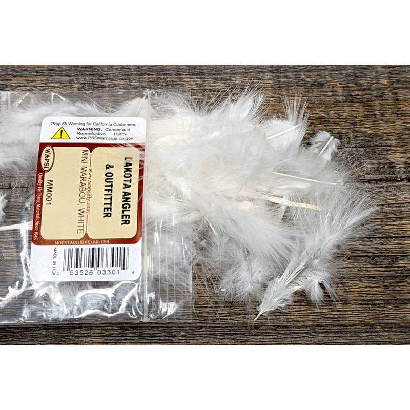 Wapsi Mini Marabou|Black|Brown|Olive|Shad Gray|Tan|White|Yellow