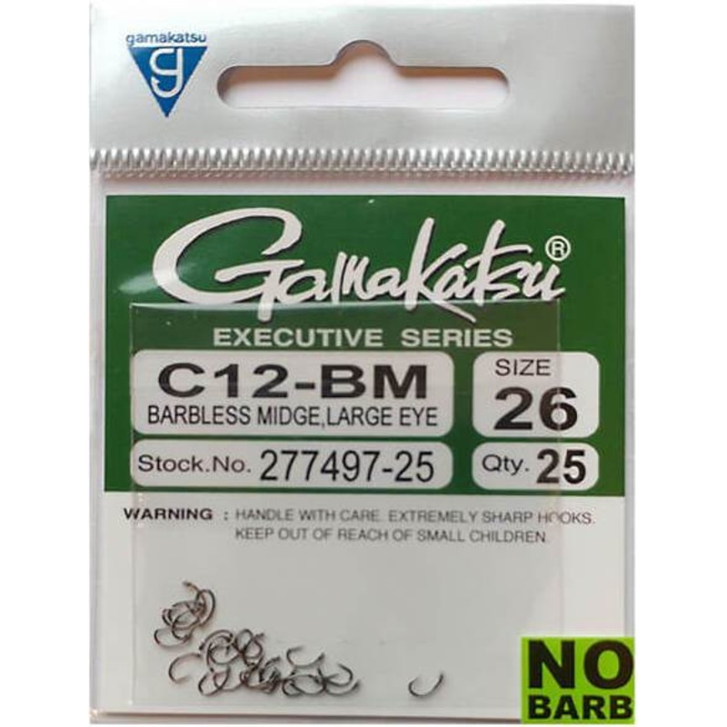 Gamakatsu C12BM Barbless Midge Hook 25 pack