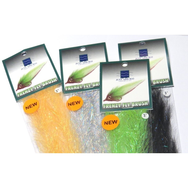 Frenzy Fly Fiber Brush|Belly White|Golden Tan|Lime|Holo Silver|Red|Brown|Algae Green|Midnight|Electric Yellow|Electric Violet|Electric Orange|1″|2″|3″