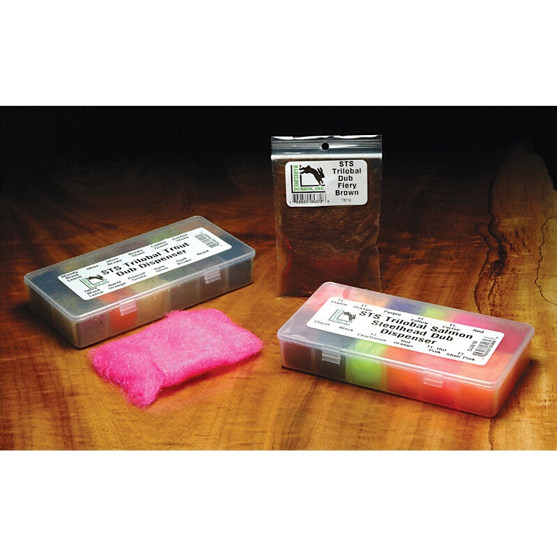 Hareline STS Trilobal Dubbing|Caddis Green|Golden Stone|Highlander Green|Black|Black Bloody Leech|Fl. Chartreuse|Olive Brown|Rust|Olive|Purple|Fiery Brown|Fl Flame|Fl Orange|Fl Pink|Fl Shell Pink|Gold|Hot Orange|Kingfisher Blue|Olive Black Leech|Brown Sto