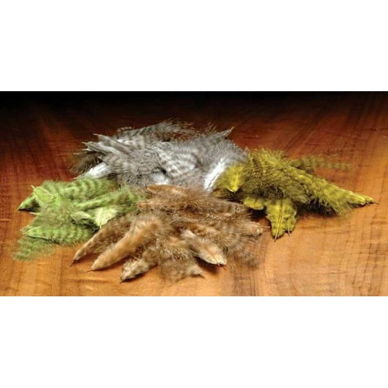 Hareline Grizzly Mini Marabou|Yellow|Olive|Brown|Chartreuse|Nat. Grizzly|Tan|Golden Brown|Burnt Orange|Purple|Sculpin Olive