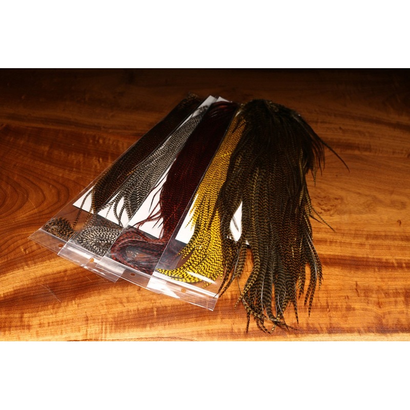 Hareline Half Grizzly Saddle|Olive|Natural|Brown|Orange|Pink|Purple|Red|Teal Blue|Yellow|Chartruese|Tan|Bleached