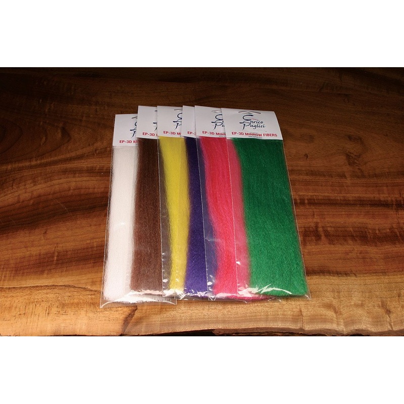 EP 3D Minnow Fiber|Yellow|Polar Bear|Tan|Chartreuse|Bucktail White|Grey|Red|Black|Green|Orange|Purple|White|Olive|Baitfish Olive
