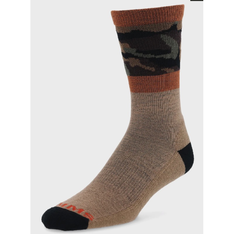 Simms Daily Sock|Woodland Camo|Woodland Camo Steel|Cutty Red|Rainbow Trout|M|L|XL