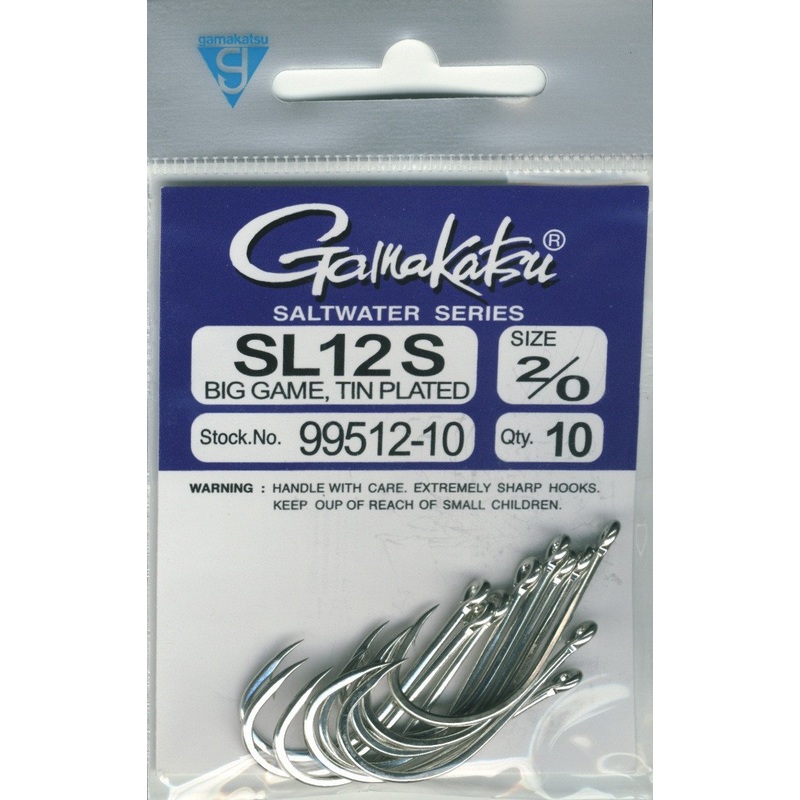 Gamakatsu SL12S Big Game Hook|2 (12 pack)|1/0 (12 pack)|2/0 (10 pack)|4/0 (7 pack)|6/0 (6 pack)|8/0 (4 Pack)