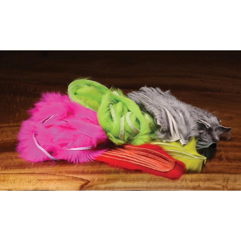 Hareline Zonker Cut Hide||25 Olive Variant||21 Gold Variant||6 Black||1 White||8 Red||16 Fl Pink