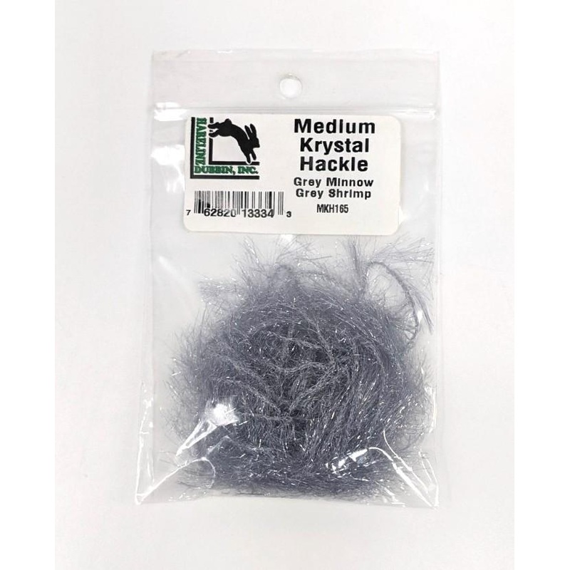 Hareline Krystal Hackle|Large|Medium|Fl Blue|Grey Minnow/Grey Shrimp|Olive|White Clear|Hot Orange