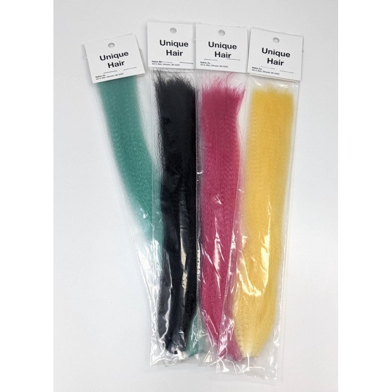 Unique Hair|Black|Brown|White|Yellow|Orange|Red|Olive|Pink|Purple|Lavender|Green|Lt. Green|Blue|Lt. Blue|Chartreuse|Smoke|Shrimp|Fuchsia|Fl Green|Peach|Tan|Polar Bear|Peacock|Gold