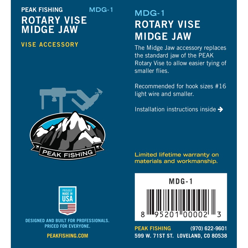 PEAK Rotary Vise Midge Jaws