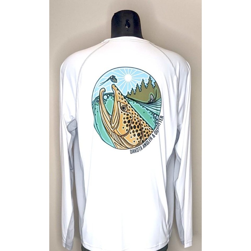 Simms Men’s Solarflex Crewneck Brown Trout Rise Logo