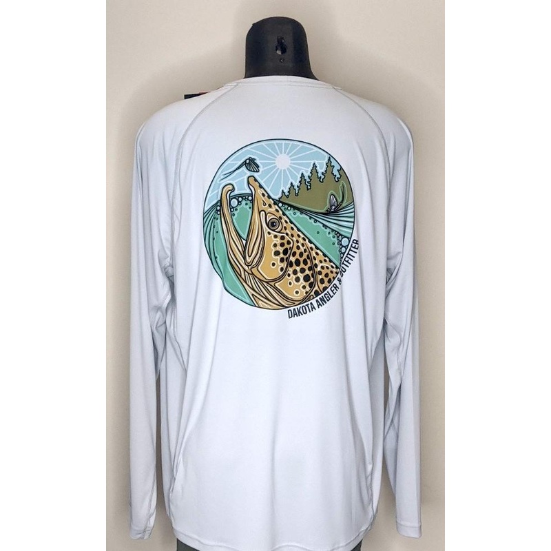 Simms Men’s Solarflex Crewneck Brown Trout Rise Logo